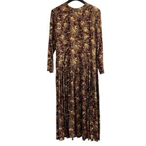 Vintage‎ Cynthia Rowley Dress 10 Dark Floral Midi Drop Waist Grunge Cottagecore